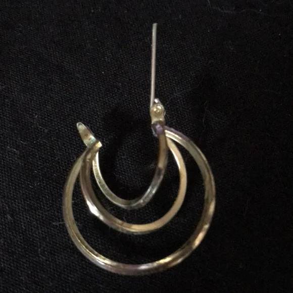 Vintage Gold Triple Loop Earrings - Picture 3 of 4